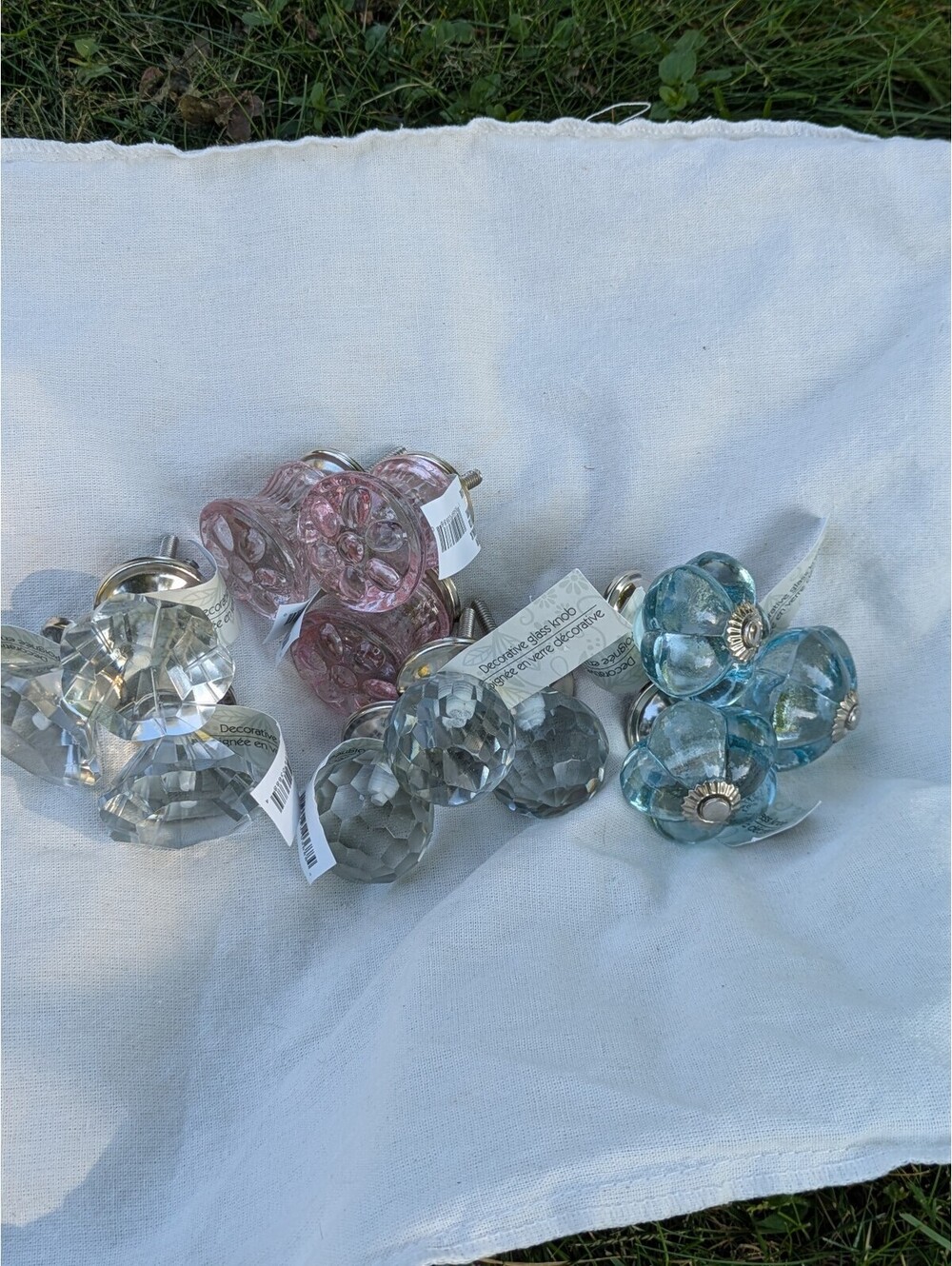 12 Vintage Style Glass Drawer Pulls, 4 Different Styles, 3 of Each Type